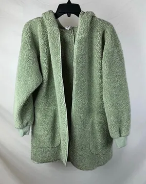 Fuzzy sweater cardigan Green thumbnail 1
