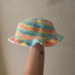 Pastel Rainbow Crochet Bucket Hat Multiple thumbnail 1