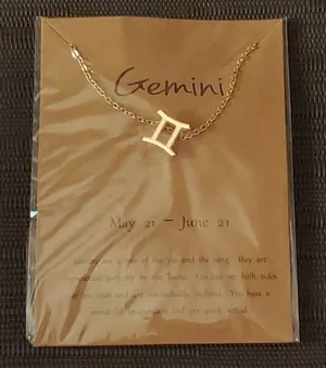 GEMINI Zodiac Sign Pendant Necklace thumbnail 1