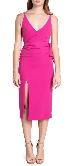 Dress the Population Kiara Cocktail Dress Women's Small Pink Side Bow Body-Con thumbnail 1