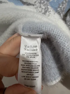 Rachel Zoe Blue White Mountain Snowy Winter Fuzzy Sweater Size 2x thumbnail 8