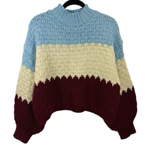 Anthropologie Nell Chunky Knit‎ Colorblocked Sweater Size Medium Cozy Casual thumbnail 4