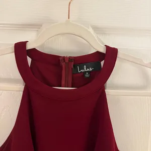 Lulus Mamacita Burgundy Halter Skater Dress Small thumbnail 5