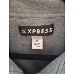 Vintage Express World Brand Quarter Zip Pullover Sweatshirt Gray Flags Size M thumbnail 3