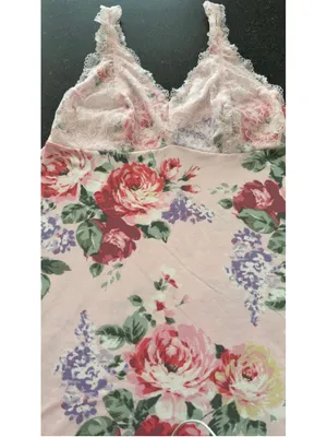 Flora Nikrooz Women's Lace Detail Floral Chemise Slip Nightgown – Size Large thumbnail 4