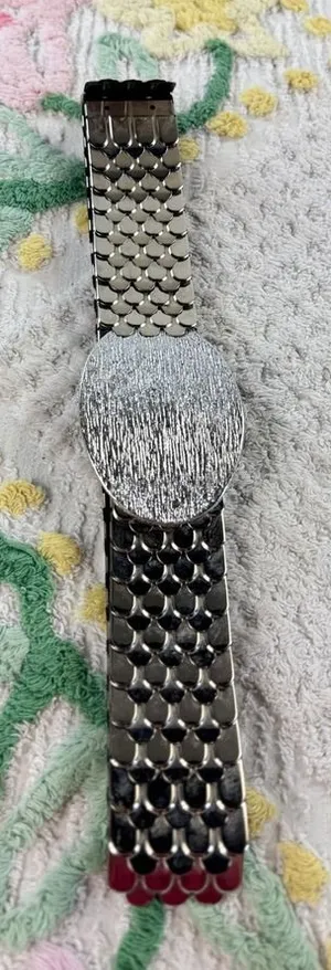 Vintage Silver Scale Stretch Belt Retro Metallic Chainmail‎ Elastic Waist Belt thumbnail 1