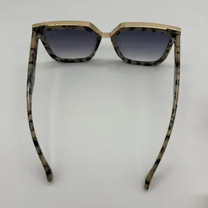 ISLANDR Sunglasses. Stylish Tan and black print with gold trim on the top. thumbnail 4