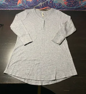 Soma Light Gray Heathered Henley Tunic thumbnail 1