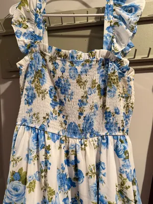 August Sky Blue Floral Midi Dress thumbnail 4