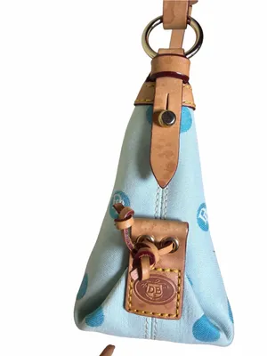 Dooney & Bourke Mini East West Slouch Bag Sky Blue Polka Dot Y2K thumbnail 6
