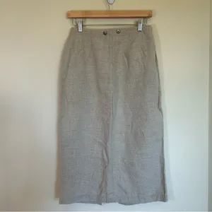 Ann Taylor Women's Small 100% linen natural beige skirt midi slit‎ thumbnail 3