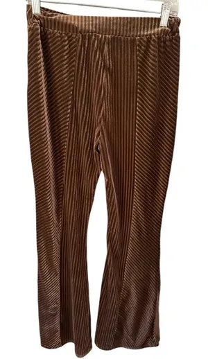 &Merci Brown Pull On Ribbed‎ Flare Leggings Preppy Fall Soft Size small thumbnail 1