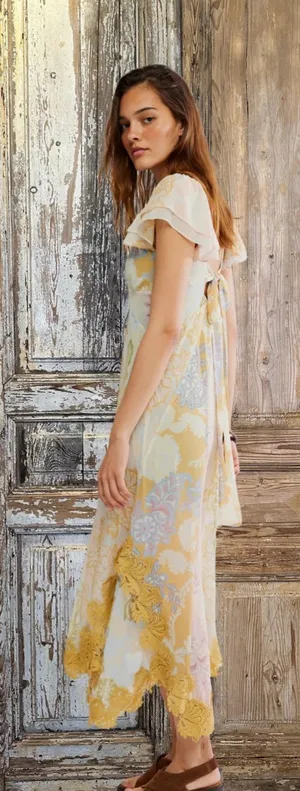 FREE PEOPLE Bali Aurora Flutter Sleeve Midi Dress, Size X-Small, $298 thumbnail 1