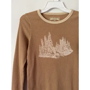 American Eagle Waffle Knit Graphic Long Sleeve Thermal Top Women’s Size Small thumbnail 3