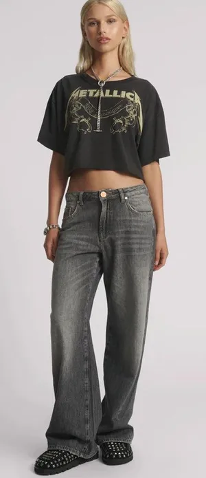 One teaspoon Jackson Mid Waist Wide Leg Denim Jeans - Charcoal Black 27 thumbnail 1