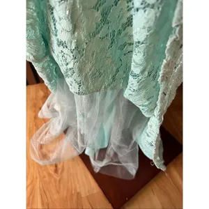 Maniju green lace maxi open back dress sleeveless long size M prom homecoming thumbnail 8