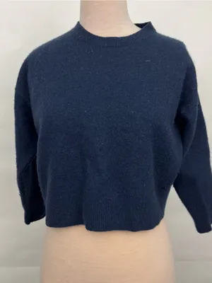 Athleta Apline Wool Cashmere Crewneck Sweater Navy Large thumbnail 1