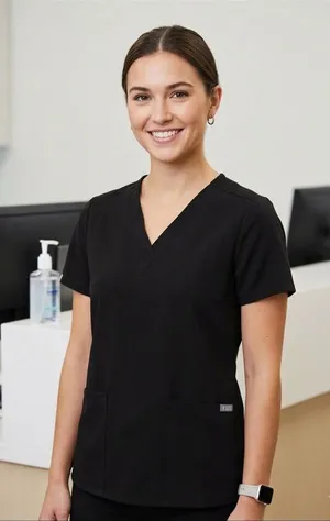 Figs Black V-Neck Scrub Top thumbnail 1