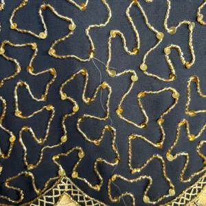 Vintage Beaded Black Gold Drop Waist Metallic Sequin Cocktail Dress Sleeveless 4 thumbnail 14