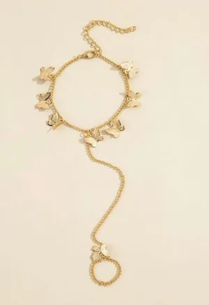 Boutique Gold Butterfly Ring Bracelet thumbnail 3