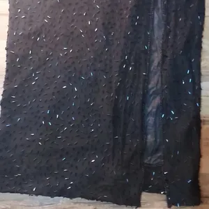 Ted LapidusBlack and Gold Strapless High Neck All Over Beaded Evening Gown Dress thumbnail 11