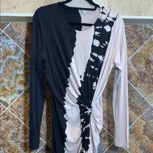 Young Fabulous & Broke Elegant Blue / Black and Pink Tie-Dye Dress Size Large thumbnail 2