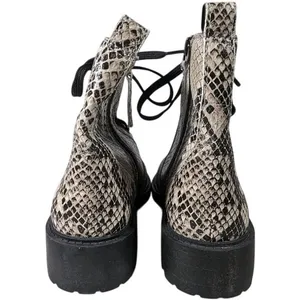 Linea Paolo Moto Boot 5.5 Snakeskin Print Lace Up‎ Ankle Boots Combat Booties thumbnail 6