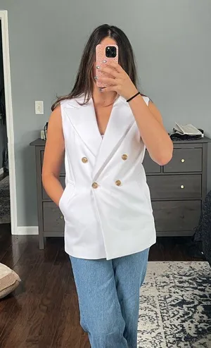Banana Republic White Sleeveless Blazer Vest thumbnail 6