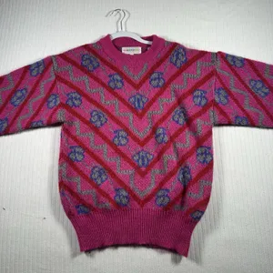TOGETHER Women’s Small Vintage Style Pink Geometric Knit Sweater thumbnail 2