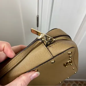 Michael Kors Sandrine Studded Crossbody Purse tan‎ saffiano leather thumbnail 4