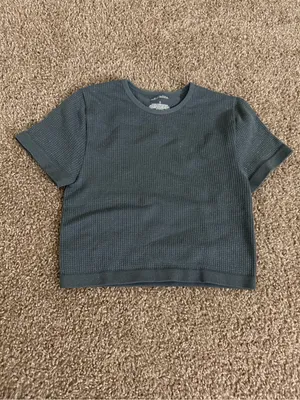 Wild Fable Small Slate Blue Glitter Shimmer Ribbed Crop Tee Short Sleeve Gym thumbnail 5