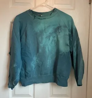 Vintage tie dyed blue crew neck sweatshirt cropped distressed thumbnail 1