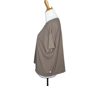 Athleta Brown Short Sleeve Perforated Scoop neck Tee Relaxed Fit Size Medium thumbnail 2