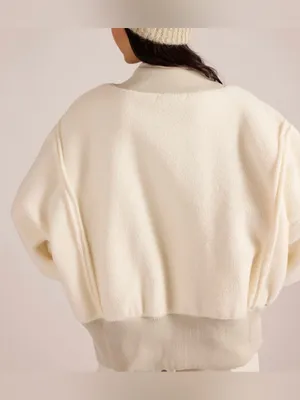 NWT Free People Tricia Fix Ski Society Quarter Zip - ivory white navy - Large thumbnail 5