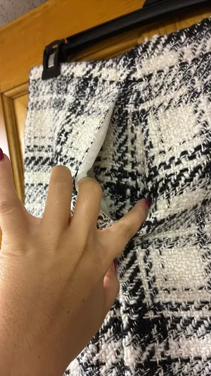 Loft Tweed Skirt Plaid Black White Pocket thumbnail 4