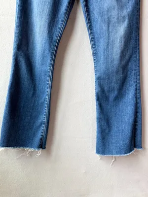 FRAME Le Crop Mini Boot Jeans 29 Cropped Bootcut Distressed Raw Hem Denim‎ thumbnail 4