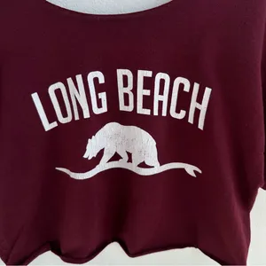 Long Beach Off The Shoulder Cropped Surf Tee Red Size M thumbnail 2
