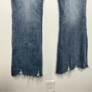 Kancan high‎ rise super flare jeans raw hem women’s size 30 trendy distressed thumbnail 3
