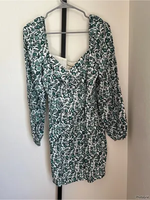 Boden Linen Blend Green White Floral Dress thumbnail 3