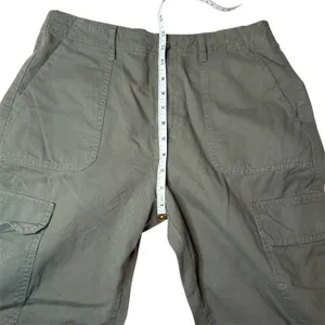 Zara Olive Green Cargo Pants Utility‎ Workwear Straight Leg Cotton Pockets Sz 8 thumbnail 7