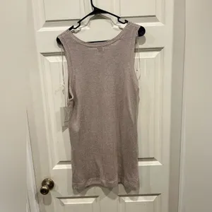Joie Women Taupe Linen Blend V-Neck Knit Sweater Vest Tank Top L NWT Lagenlook thumbnail 5