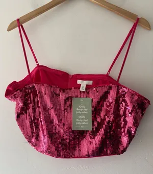 H&M Pink Sequin‎ Bra Crop Top thumbnail 1