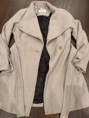 Calvin Klein Beige Wrap Trench Coat with Belt Size Medium Petite - C27-184 thumbnail 4