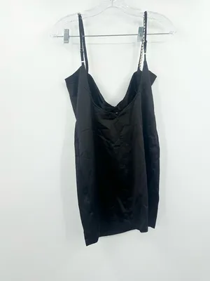 RNWY NWT Black Rhinestone Strap‎ Bodycon Mini Dress Cutout Glam Night Size Large thumbnail 3