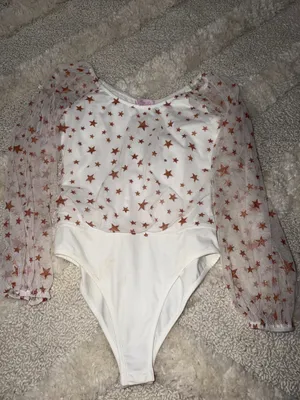Pink Lily White Mesh Star Bodysuit thumbnail 2