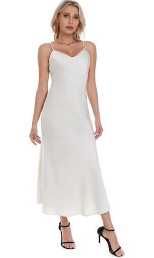 Satin Slip White Dress Size XL thumbnail 3