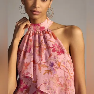 Misa Los Angeles‎ $265 Anka Halter Top Pink Floral Spring Feminine Blouse thumbnail 2