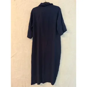 BMJL Womens Navy Blue Midi Shirt Dress V-Neck Roll Tab Sleeve Pockets‎ Large NWT thumbnail 5