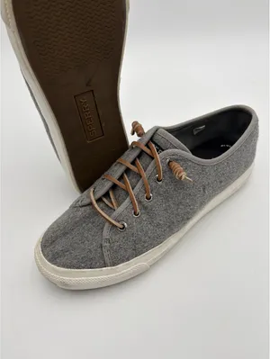 Sperry’s Womans Size 8 Cliffside Gray Wool Platform Sneakers with Brown Laces thumbnail 7