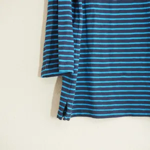 J. Crew Size Small Striped Long Sleeve Tee Navy Blue Avec Amour Embroidered thumbnail 3